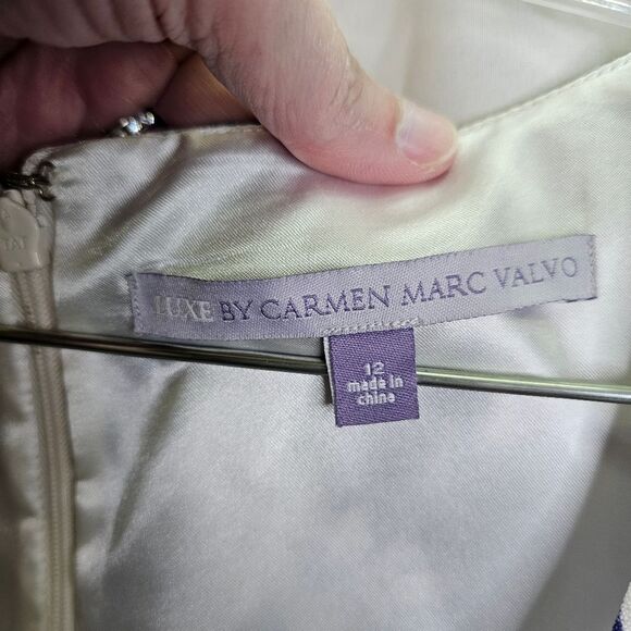 Luxe by Carmen Marc Valvo Red and Blue Floral Sleeveless Midi Dress Size 12 - Picture 5 of 11